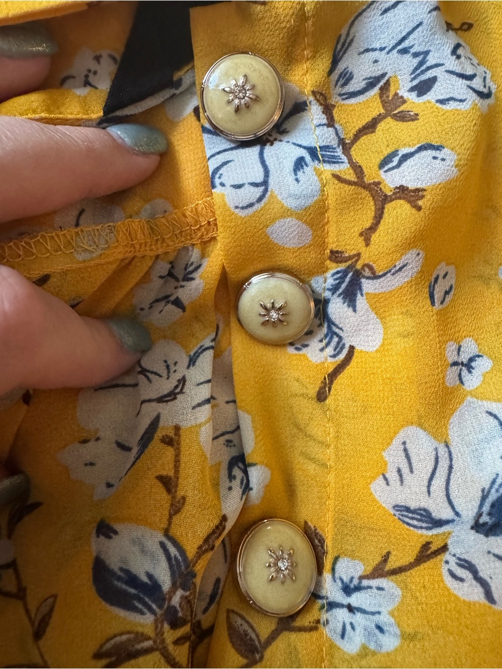 Dream Sister Jane Yellow Floral Belted Midi Dress - Size XS - Picture 7 of 9